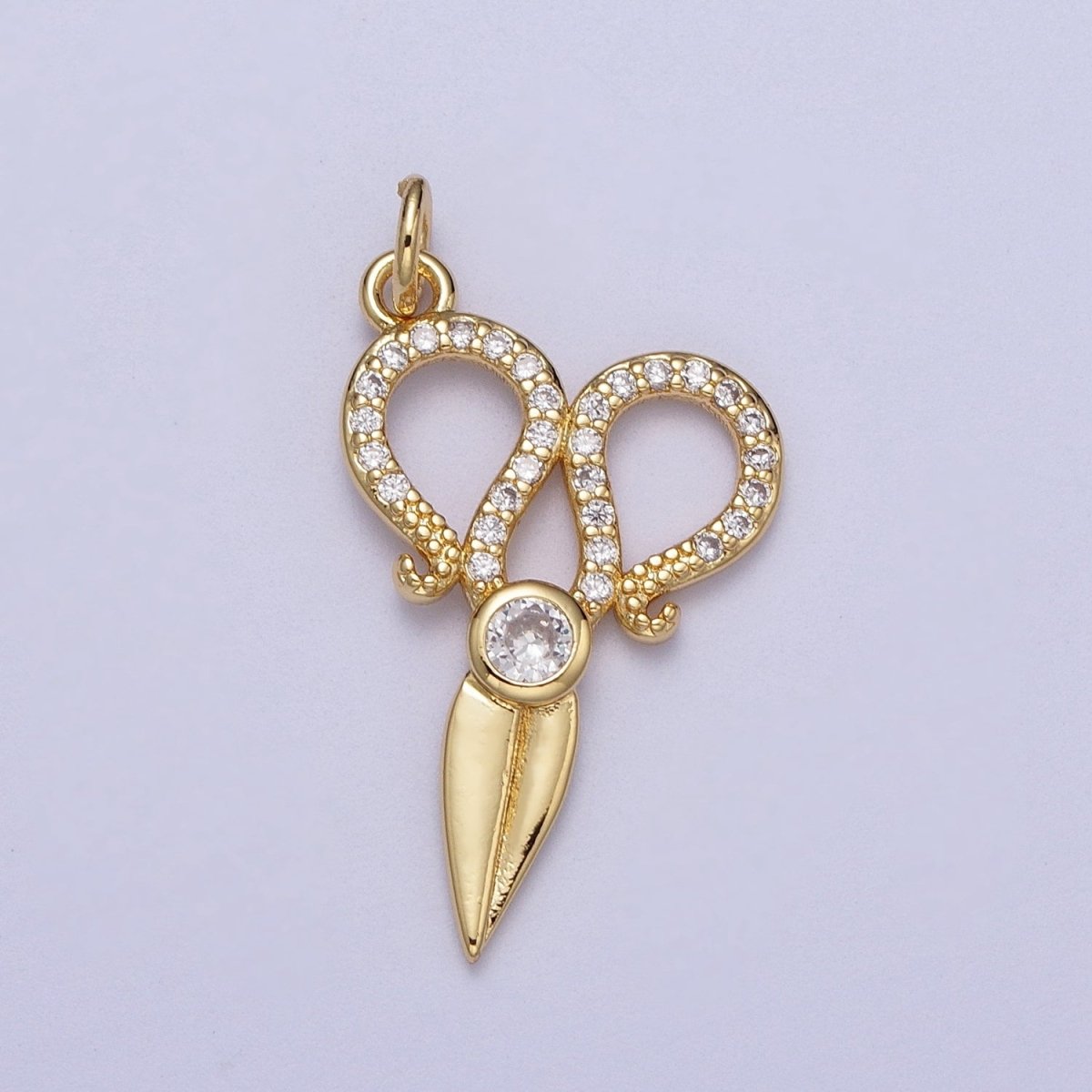 Micro Paved Scissors Cubic Zirconia Charm E-522