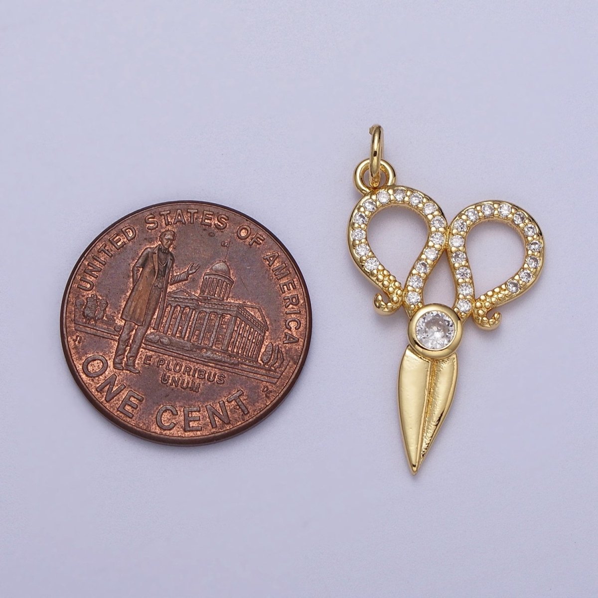 Micro Paved Scissors Cubic Zirconia Charm E-522