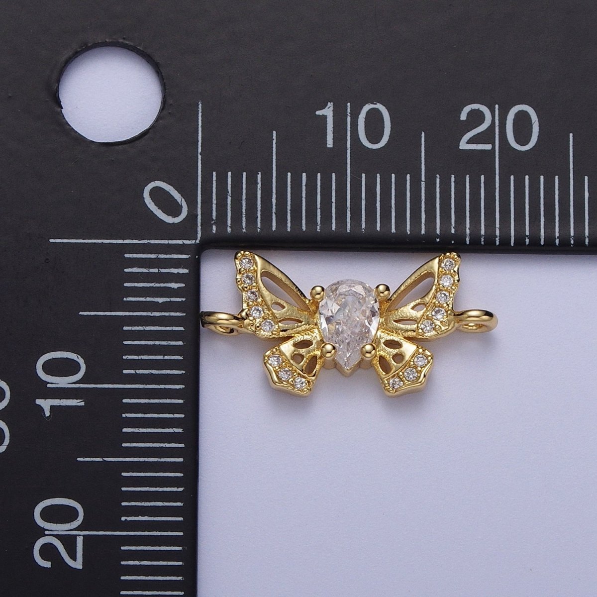 Micro Paved Teardrop Cubic Zirconia Butterfly Mariposa Connector For Jewelry Making Supply F-315