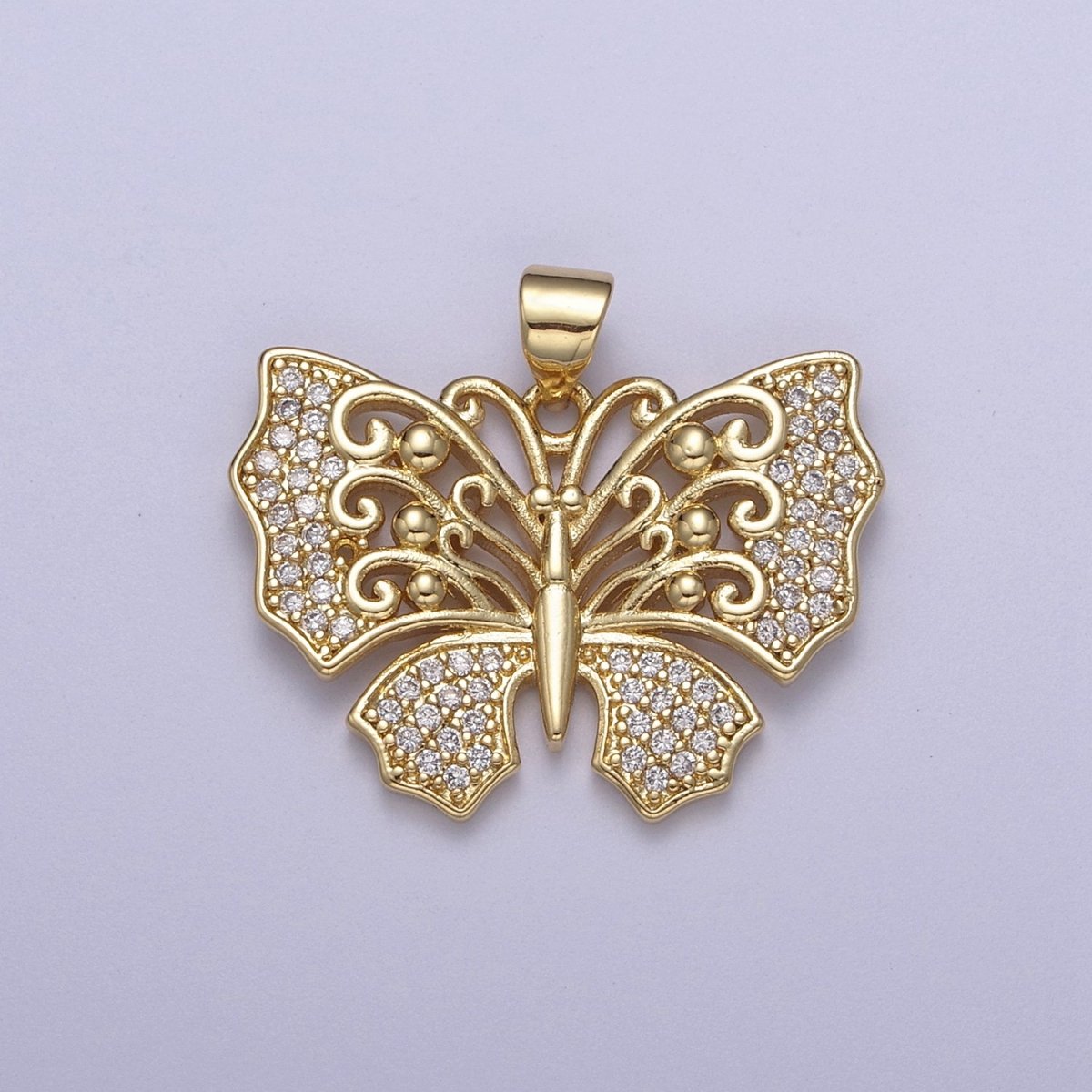 Micropave Cubic Zirconia Gold Filled Butterfly Charm Monarch Butterfly Pendant DIY Jewelry Accessories H-487