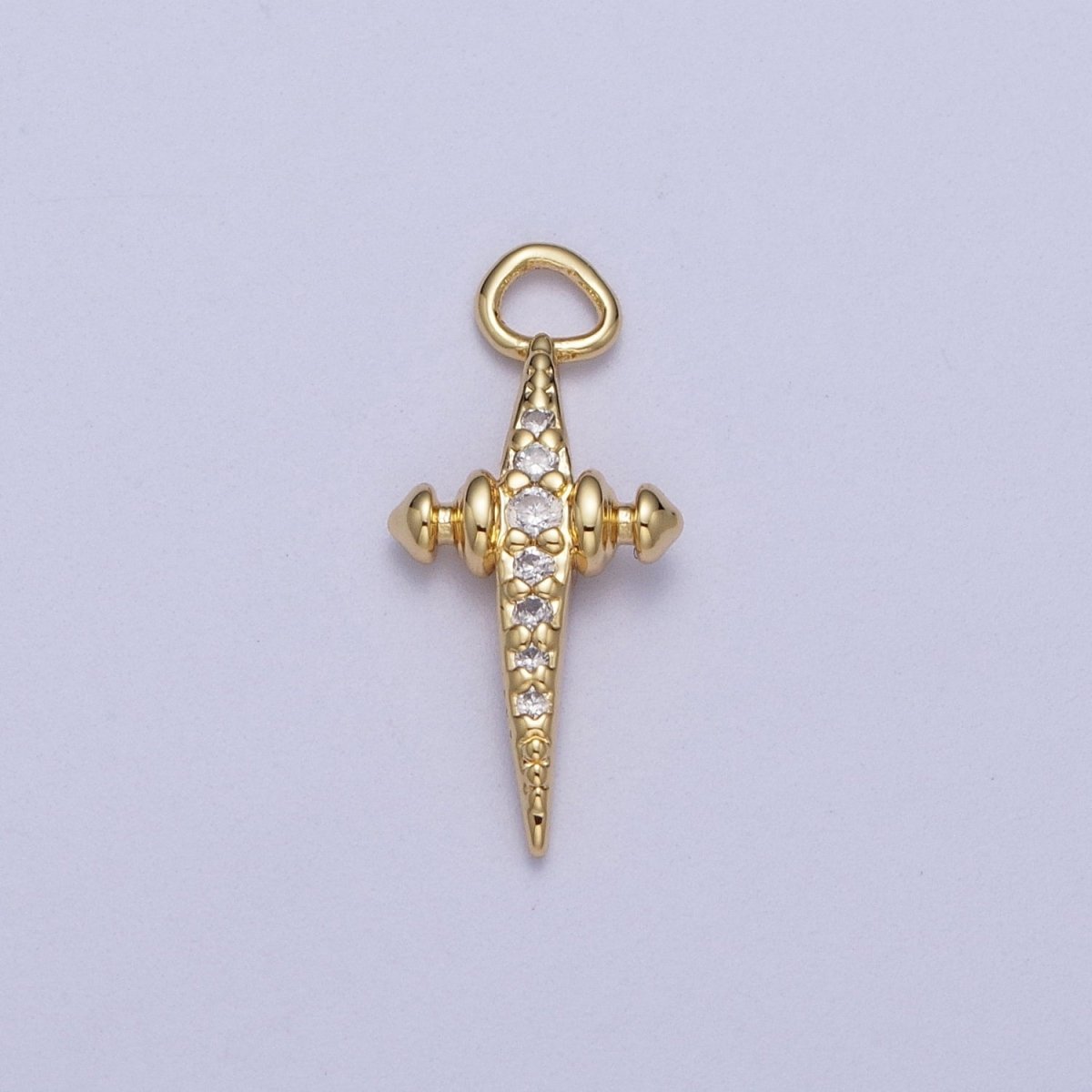 Mini 14K Gold Filled Cross North Star Celestial Jewelry Micro Paved Charm | N-221