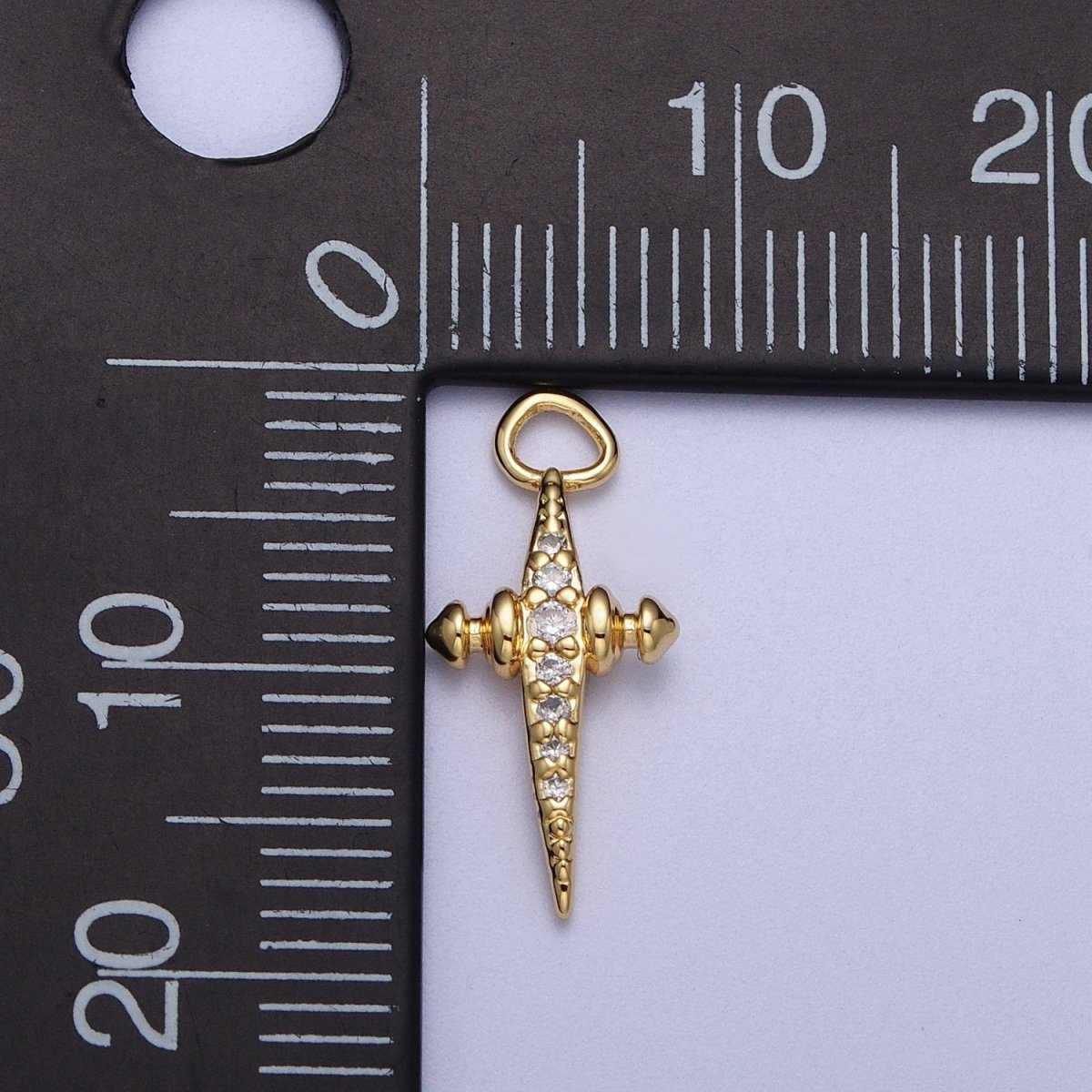 Mini 14K Gold Filled Cross North Star Celestial Jewelry Micro Paved Charm | N-221
