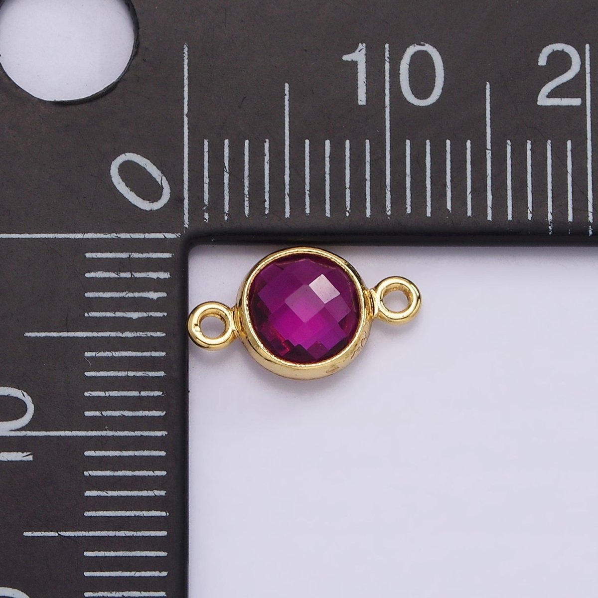 Mini 14k Gold Filled Cubic Zirconia Link Connector Color Faceted Crystal Charm Connector Birthstone Link Connector G-742~G-753