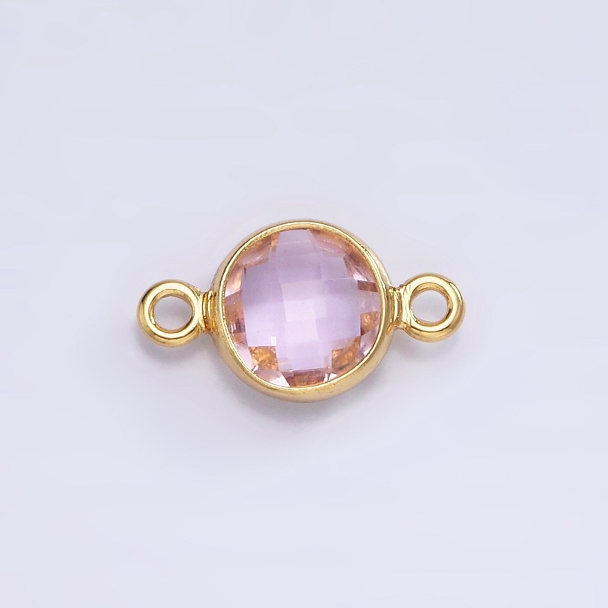 Mini 14k Gold Filled Cubic Zirconia Link Connector Color Faceted Crystal Charm Connector Birthstone Link Connector G-742~G-753