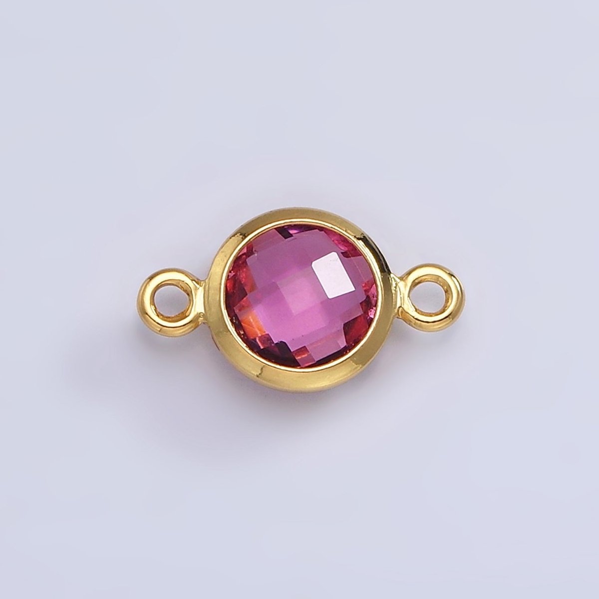 Mini 14k Gold Filled Cubic Zirconia Link Connector Color Faceted Crystal Charm Connector Birthstone Link Connector G-742~G-753