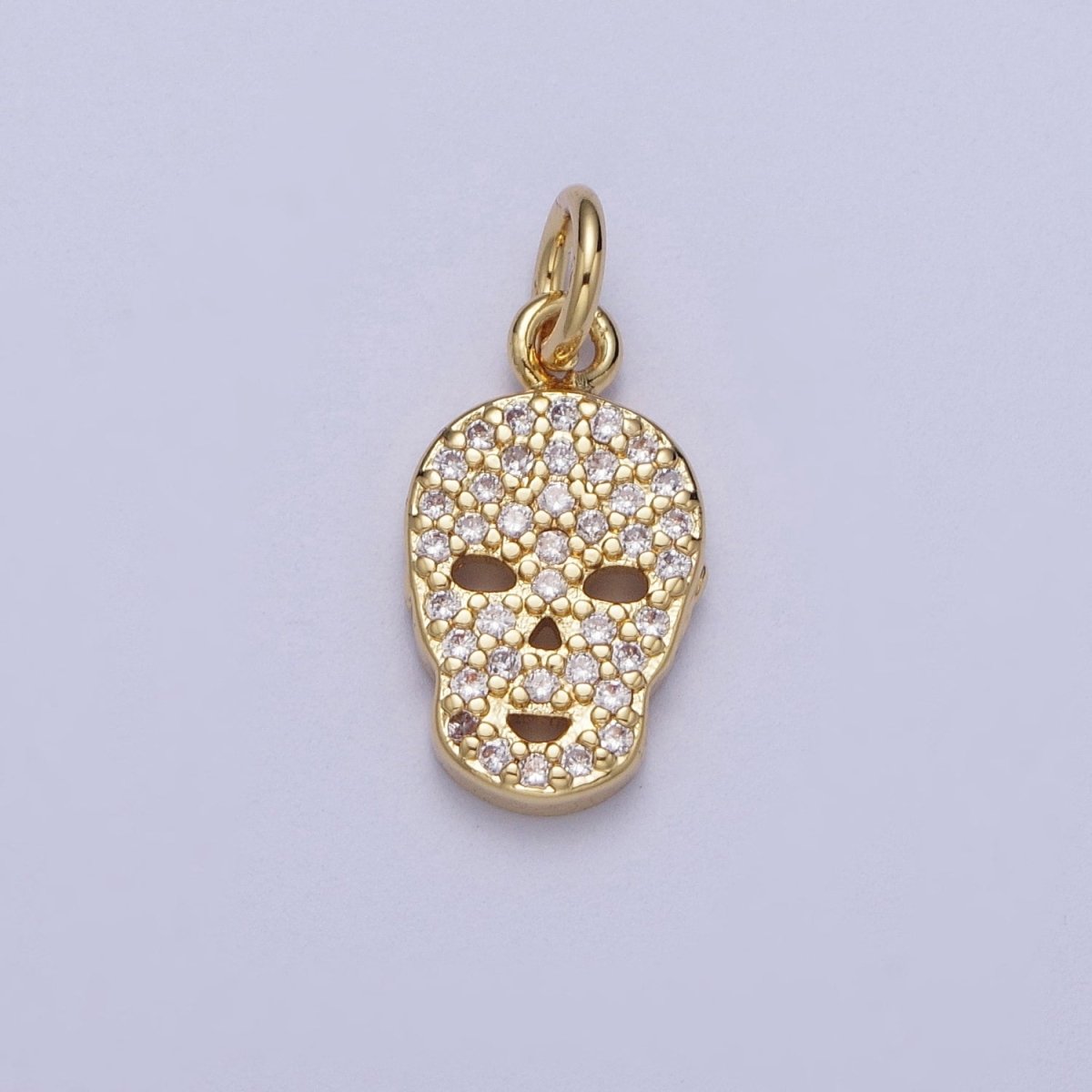 Mini 14K Gold Filled Micro Paved CZ Skull Charm Scary Halloween Inspired | N-347