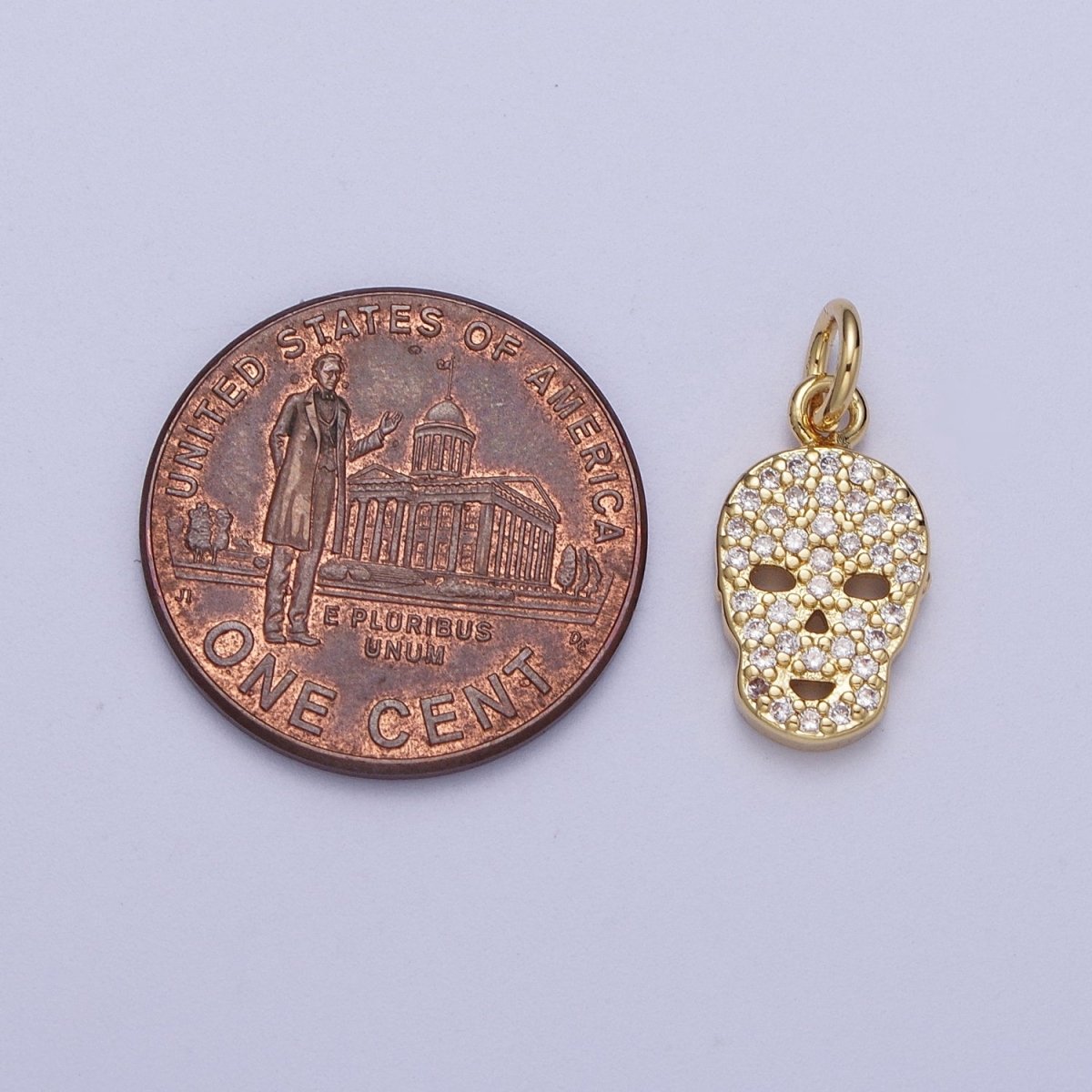 Mini 14K Gold Filled Micro Paved CZ Skull Charm Scary Halloween Inspired | N-347