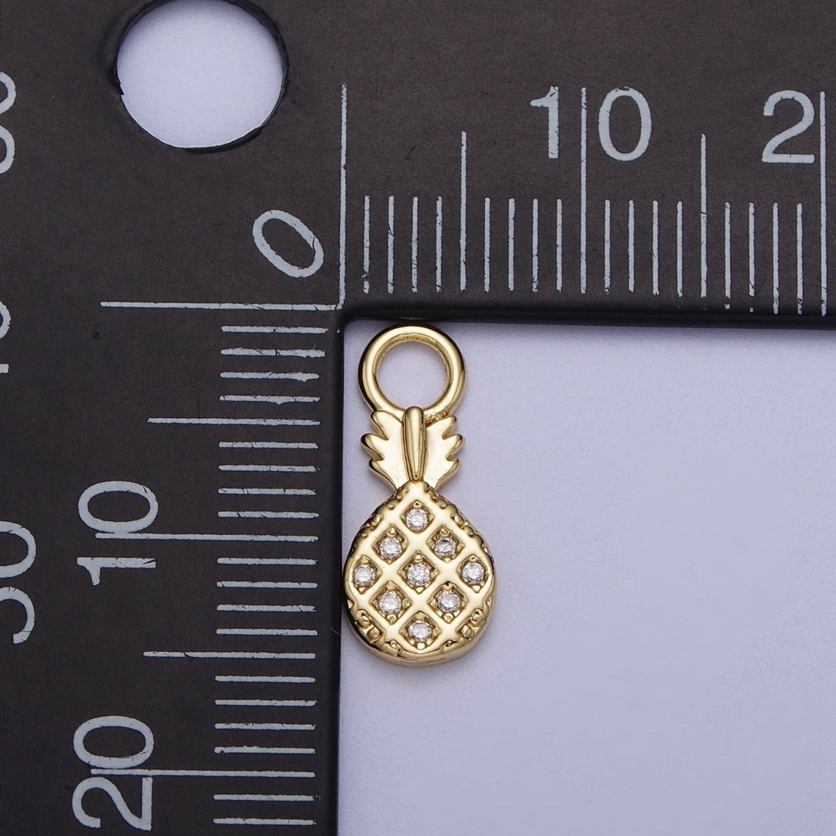 14K Gold Filled Micro Paved CZ Pineapple Fruit Mini Charm | C221