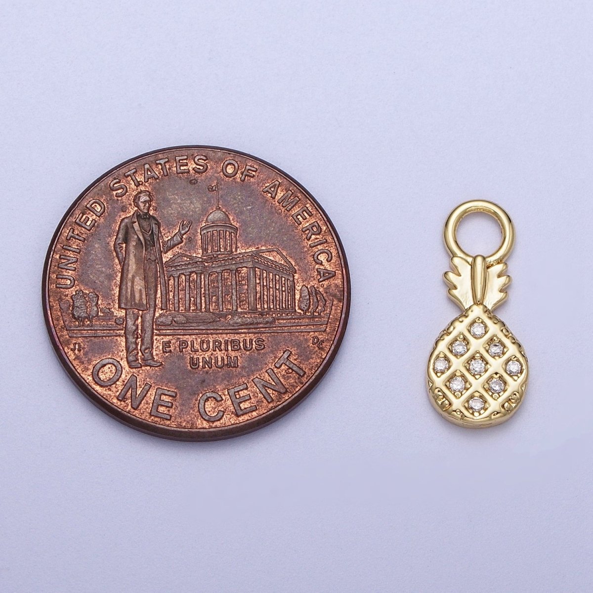 14K Gold Filled Micro Paved CZ Pineapple Fruit Mini Charm | C221