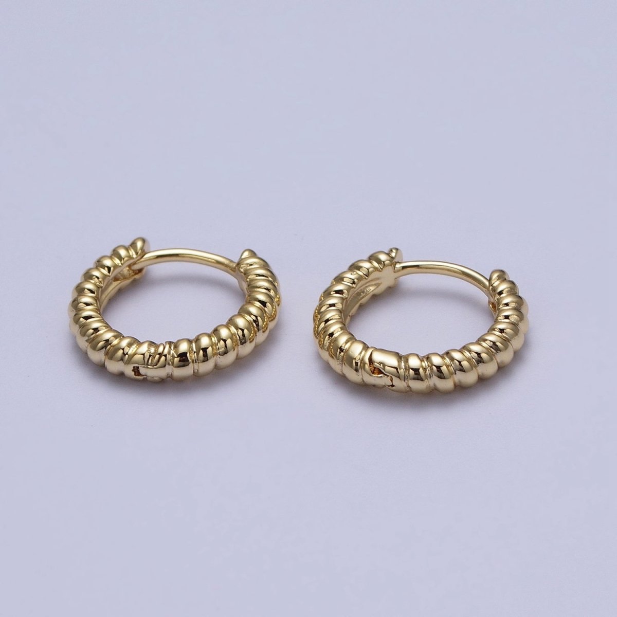 Mini 14mm Croissant Twisted Gold Cartilage Huggie Earrings | AD-189