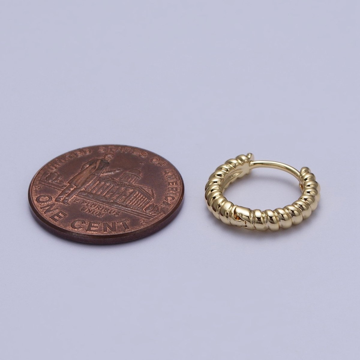 Mini 14mm Croissant Twisted Gold Cartilage Huggie Earrings | AD-189