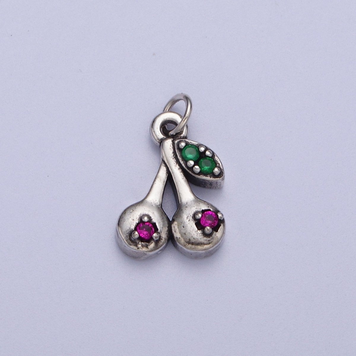 Mini 24k Gold Filled Cherry Charm, CZ Micro Pave Cherry Charm Pave Fruit Charm - AC026