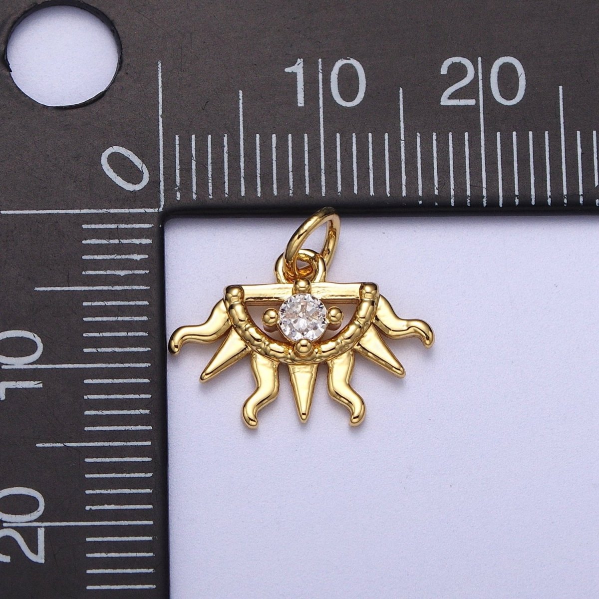 Mini 24K Gold Filled Half Celestial Sun Charm Bohemian Charm N-400