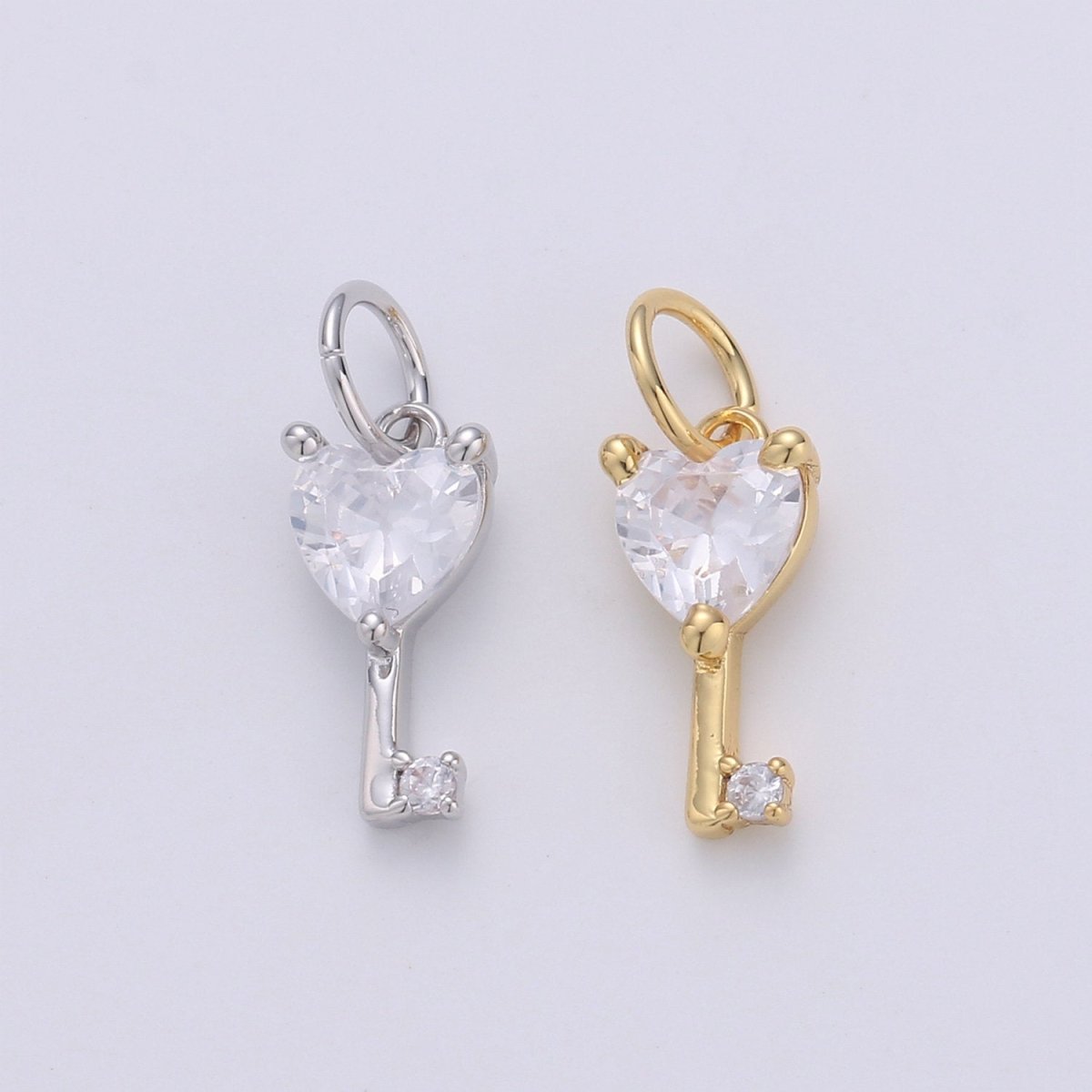 Mini 24k Gold Filled Heart Charms, Gold Filled Love Charm, Cubic Charm ,Gold Love Key charm Relationship Jewelry Inspired D-561