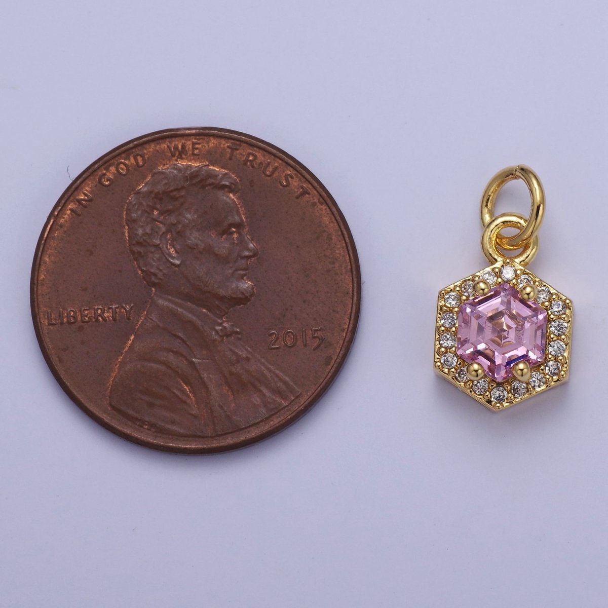 Mini 24K Gold Filled Octagon Charm CZ Micro Pave Pendant for Bracelet Necklace E-758 E-759 E-760 E-761 E-762
