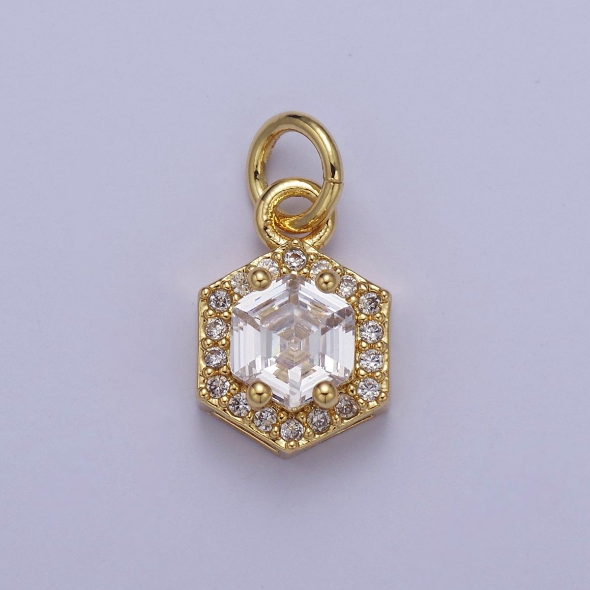 Mini 24K Gold Filled Octagon Charm CZ Micro Pave Pendant for Bracelet Necklace E-758 E-759 E-760 E-761 E-762