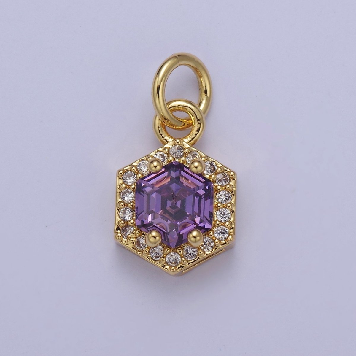 Mini 24K Gold Filled Octagon Charm CZ Micro Pave Pendant for Bracelet Necklace E-758 E-759 E-760 E-761 E-762
