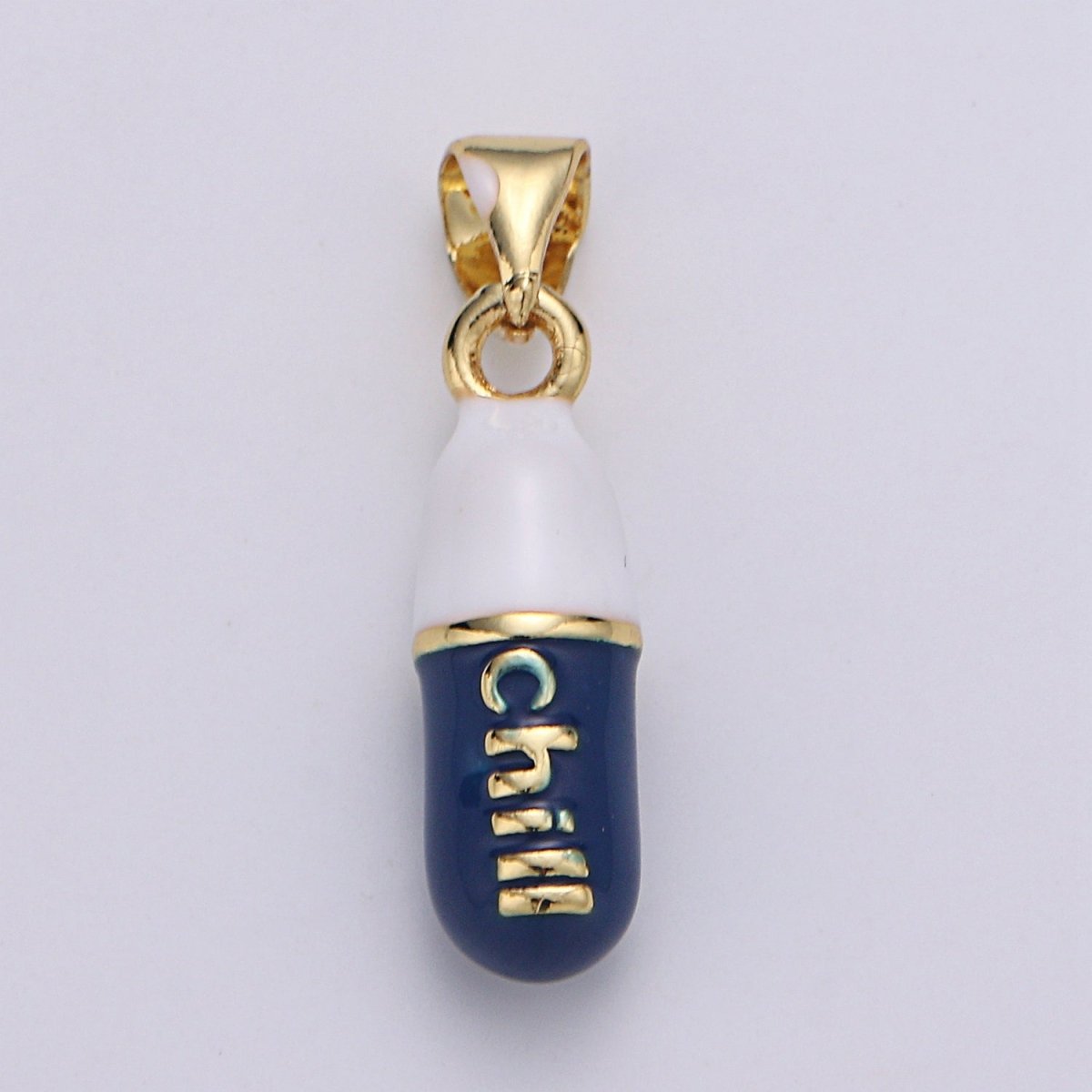 Mini 24K Gold Filled Pill Bar Charm Enamel Pink Love Chill Happy Pill Pendant for Bracelet Necklace Earring Component Supply 23x5mm J-203~J-207,J-209~J-213,J-244~J-248
