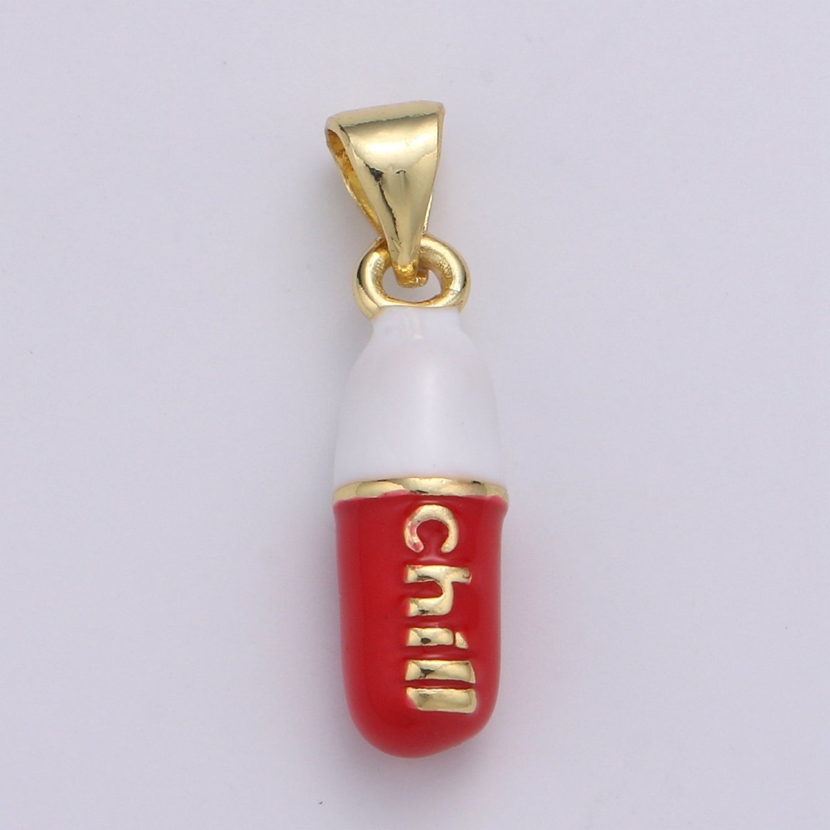 Mini 24K Gold Filled Pill Bar Charm Enamel Pink Love Chill Happy Pill Pendant for Bracelet Necklace Earring Component Supply 23x5mm J-203~J-207,J-209~J-213,J-244~J-248