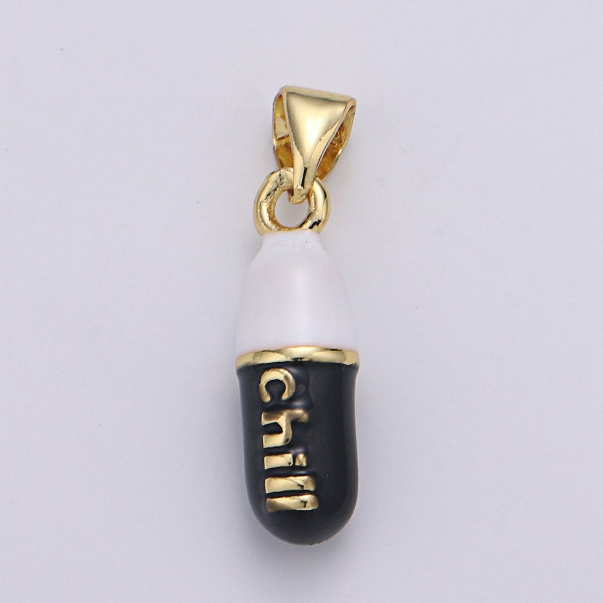 Mini 24K Gold Filled Pill Bar Charm Enamel Pink Love Chill Happy Pill Pendant for Bracelet Necklace Earring Component Supply 23x5mm J-203~J-207,J-209~J-213,J-244~J-248