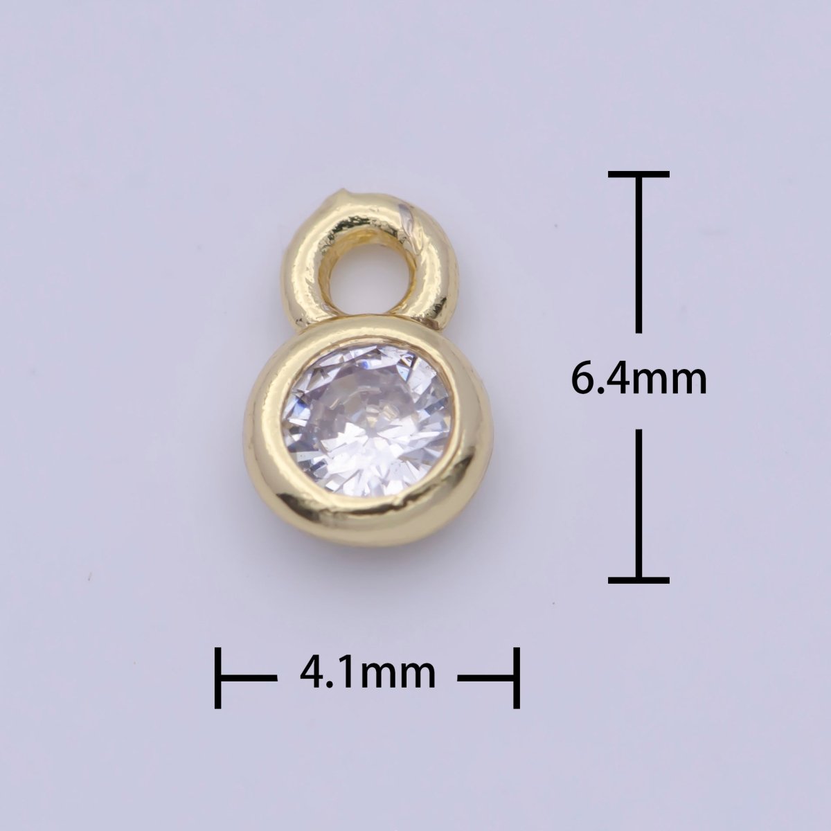 Mini 4mm Round Clear Cubic Zirconia Charm AG-139