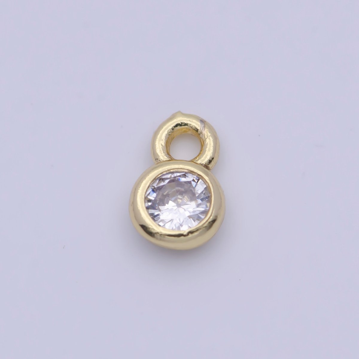 Mini 4mm Round Clear Cubic Zirconia Charm AG-139