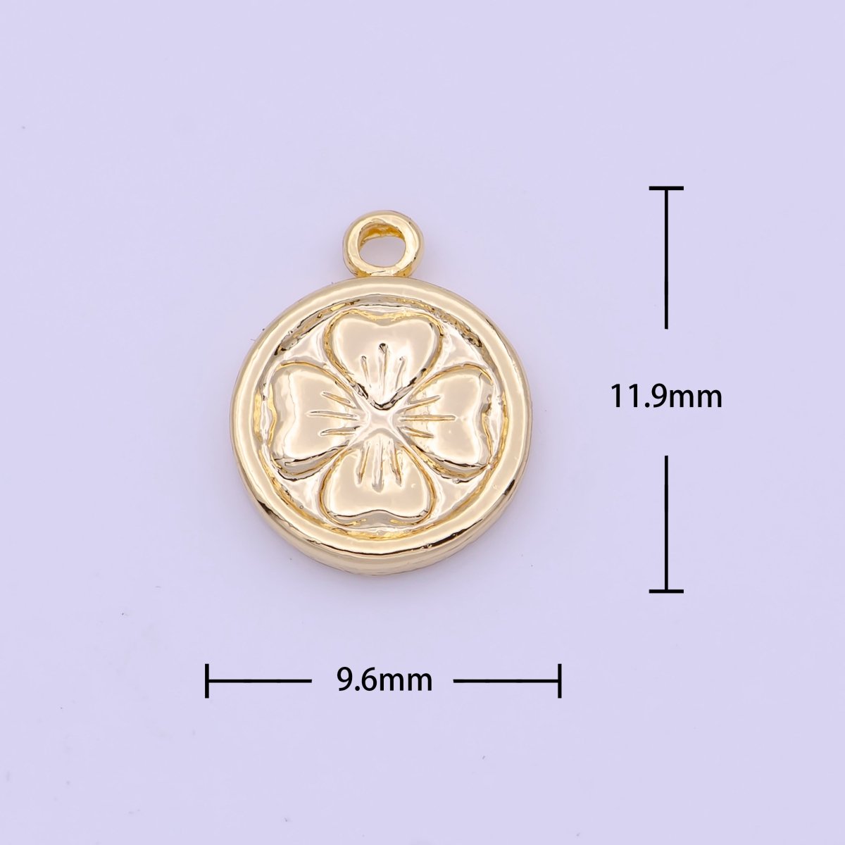 Mini 9.5mm Clover Leaf Quatrefoil Gold & Silver Lucky Coin Charm |  D-267