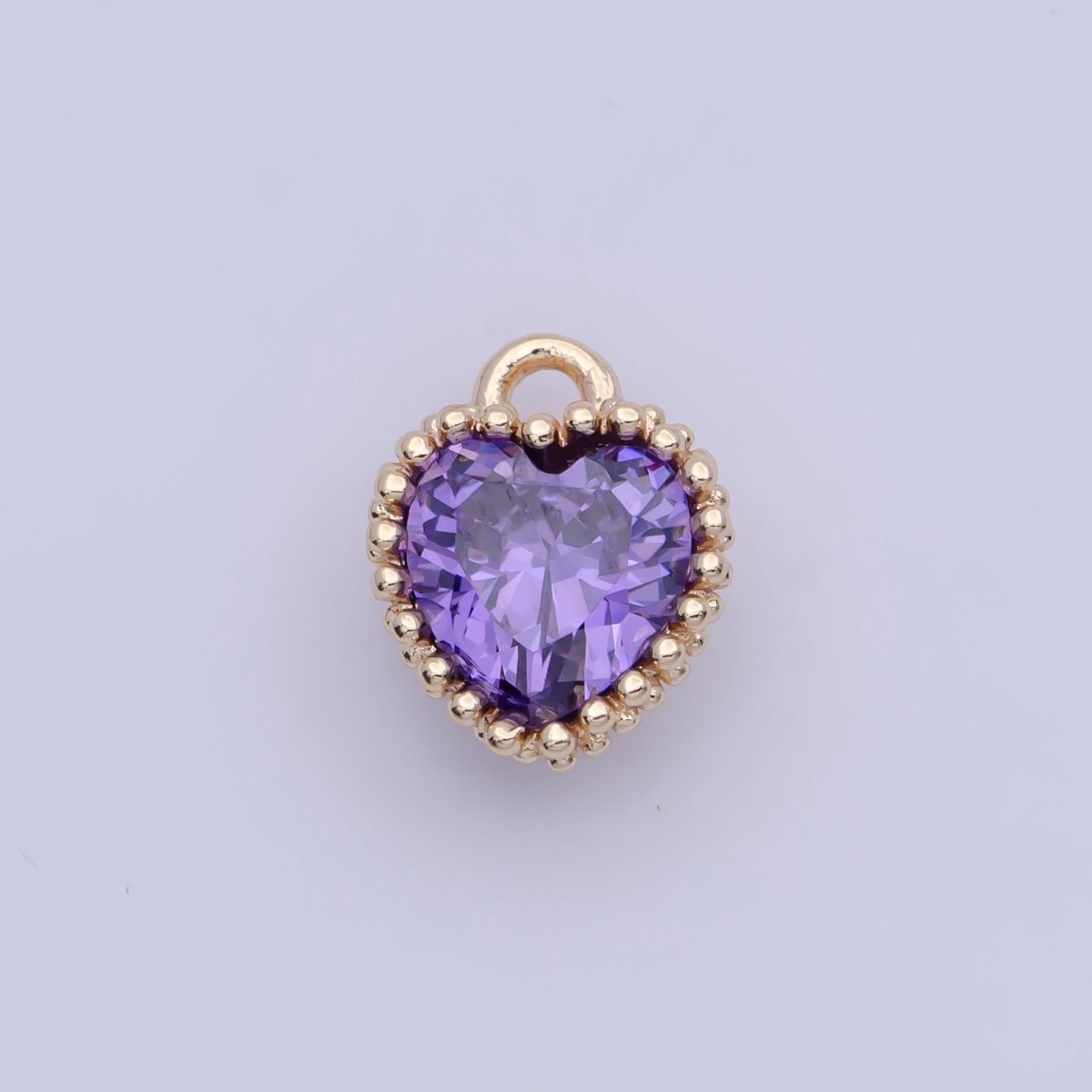 Mini BIRTHSTONE Cubic Zirconia Heart Gold Charm Add on Component For Jewelry Making | C-066 C-088 C-098 C-106 C-192 C-195 AG-144~AG-147,AG-149