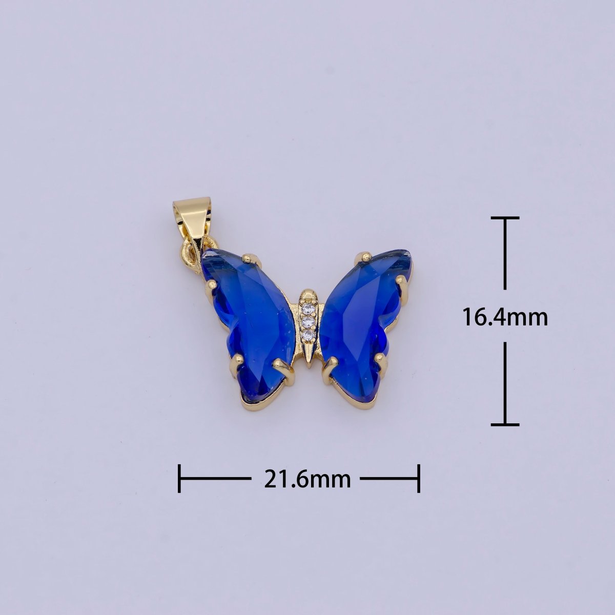 Mini Blue Butterfly Pendant in 24k Gold Filled Finding I-168