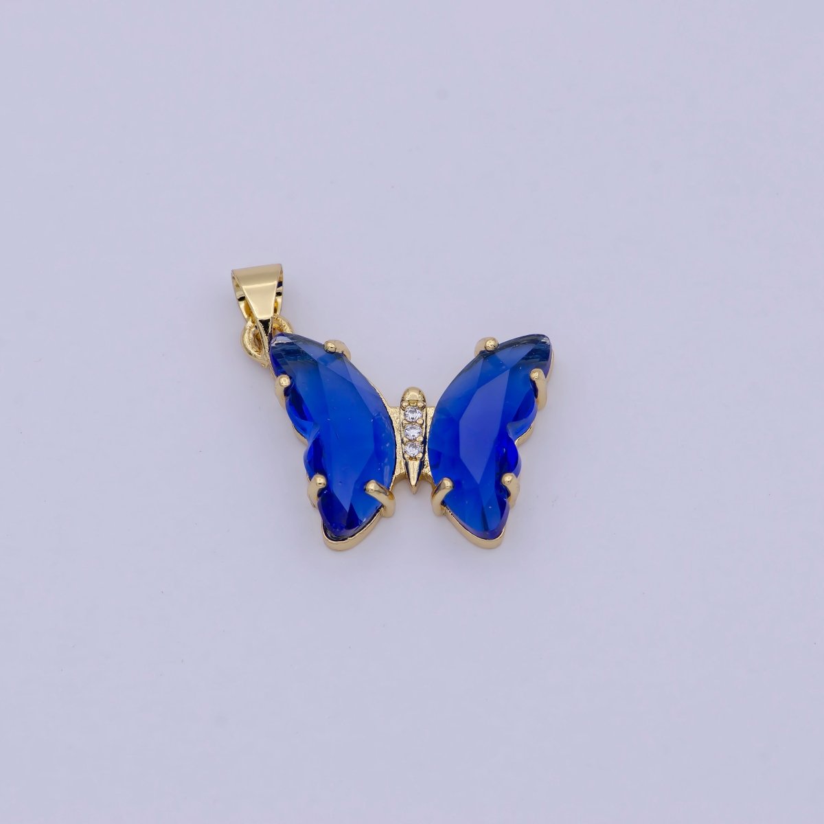 Mini Blue Butterfly Pendant in 24k Gold Filled Finding I-168