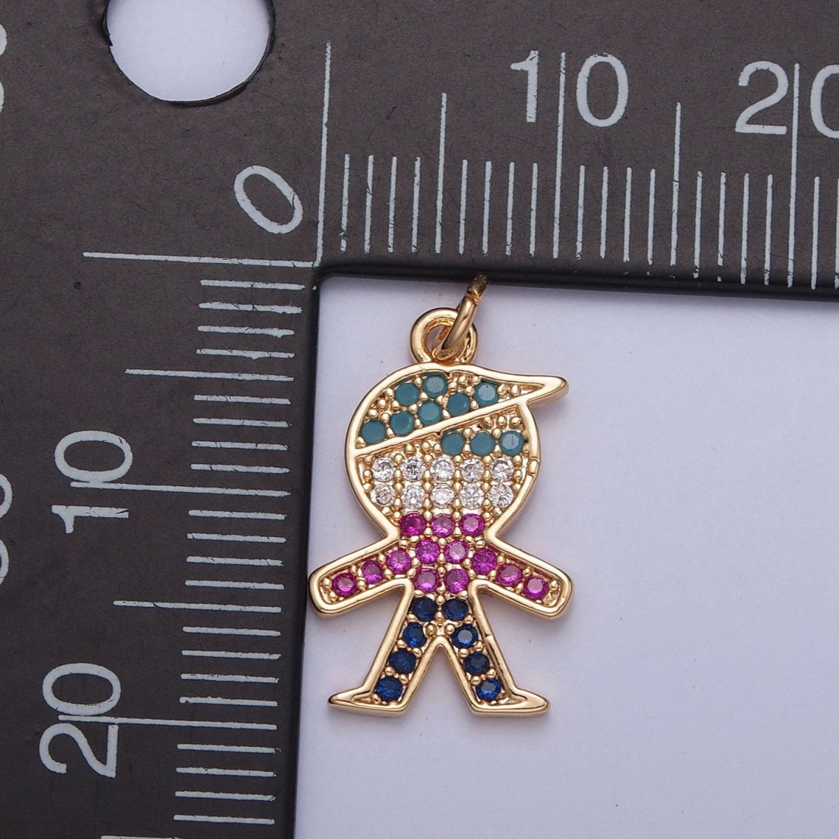 Mini Boy Charm Multi color Micro Paved Cubic Zirconia Jewelry Add On Charm | X-249