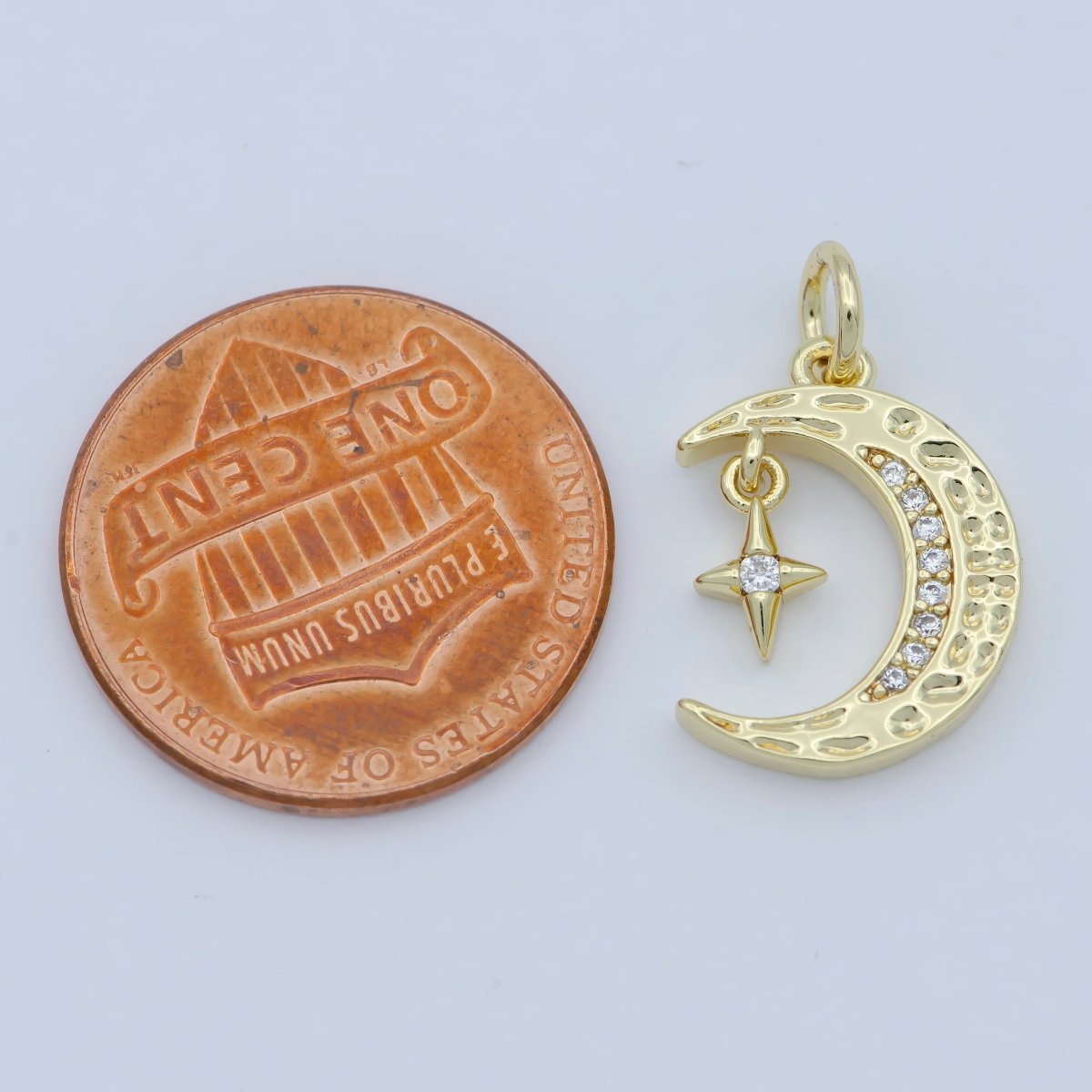 Mini Celestial CZ Cubic Zirconia Crescent Moon Star Charm 14k Gold Filled Charm Pendant Star Moon Jewelry for Necklace Earring Supply M-361