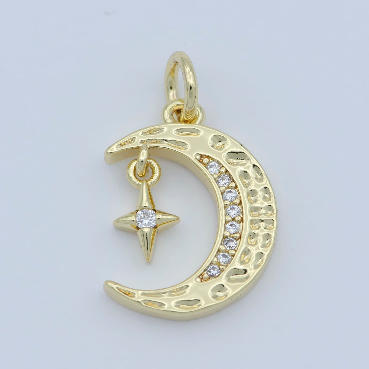Mini Celestial CZ Cubic Zirconia Crescent Moon Star Charm 14k Gold Filled Charm Pendant Star Moon Jewelry for Necklace Earring Supply M-361