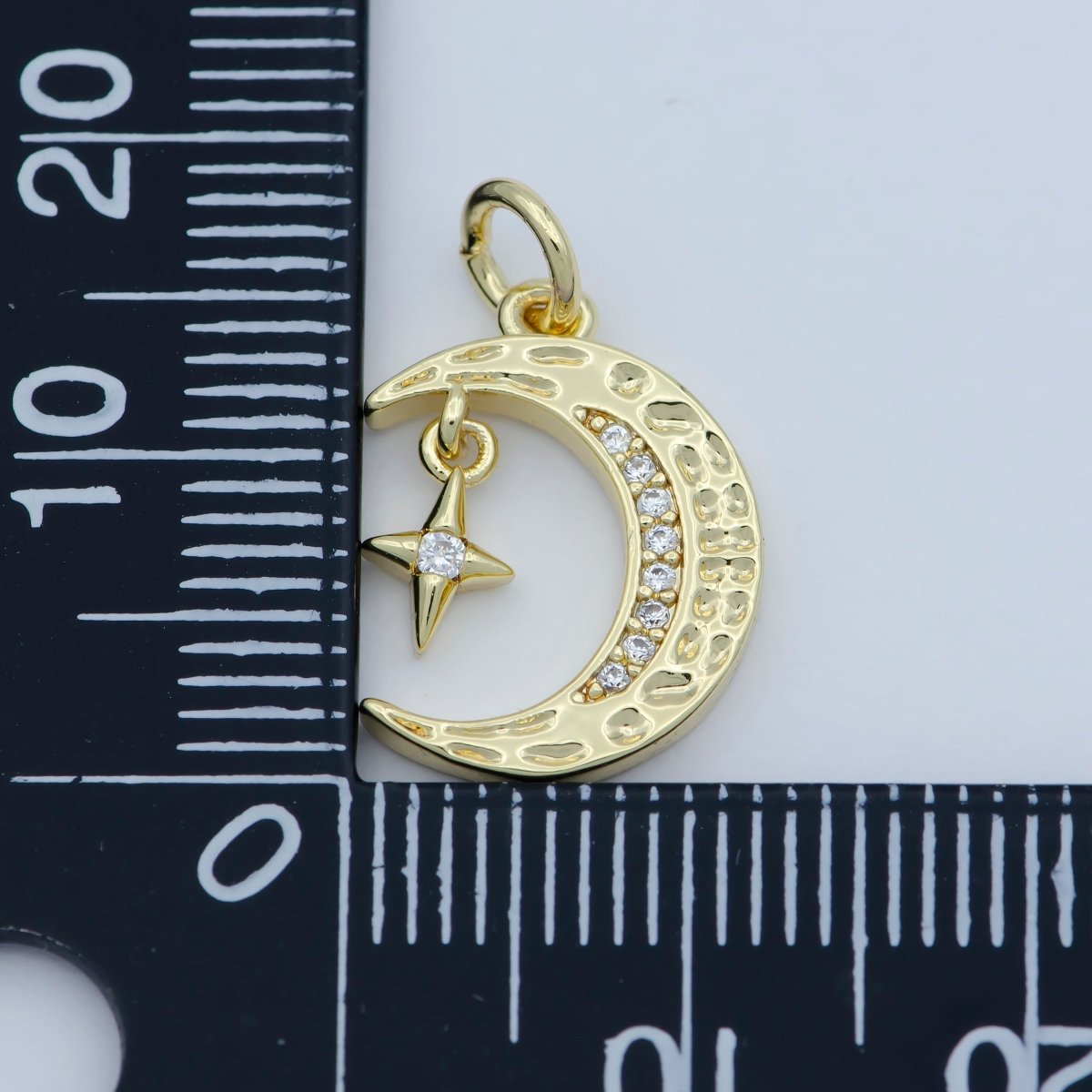 Mini Celestial CZ Cubic Zirconia Crescent Moon Star Charm 14k Gold Filled Charm Pendant Star Moon Jewelry for Necklace Earring Supply M-361