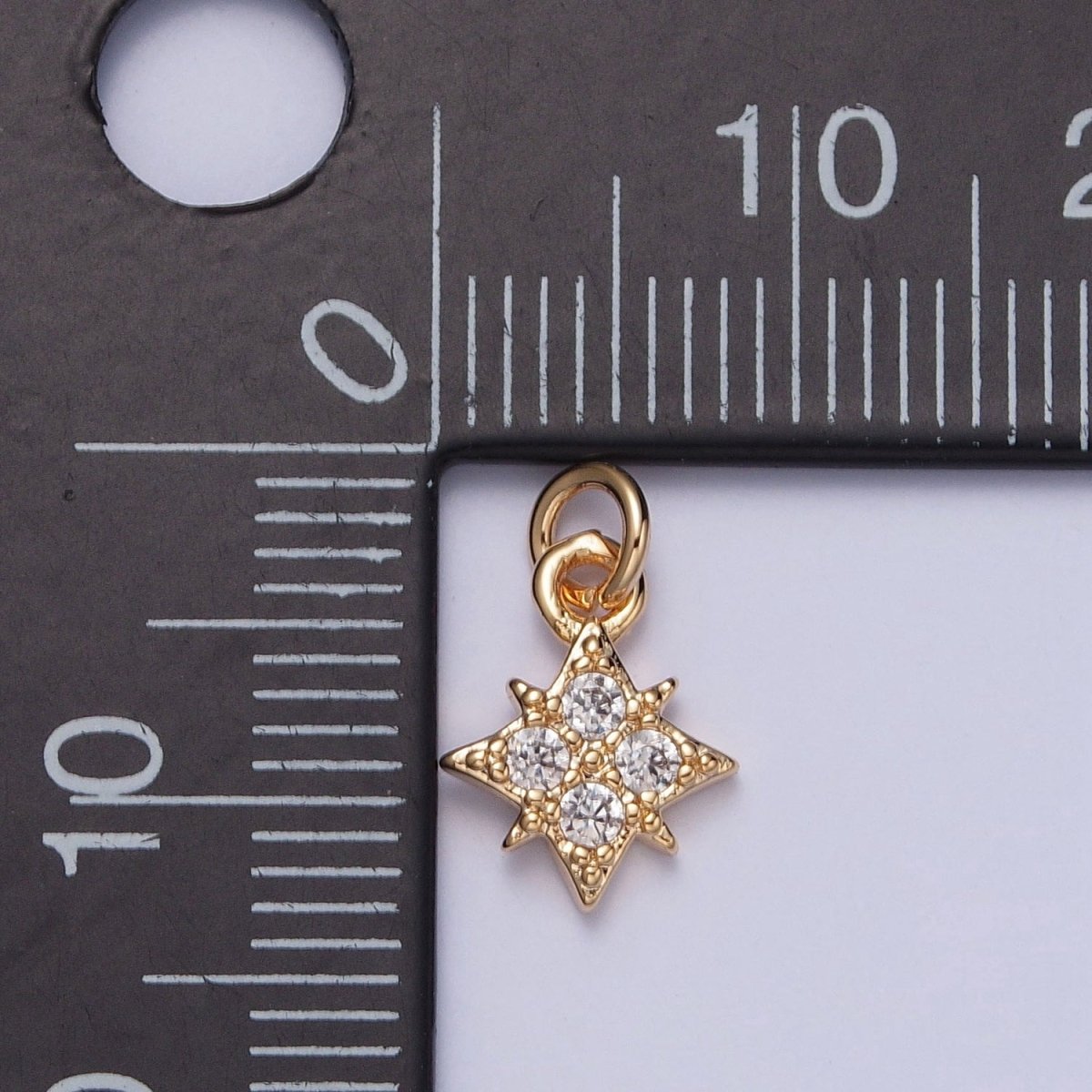 Mini Celestial North Star Micro Paved Cubic Zirconia Charm For Jewelry Making | X-259