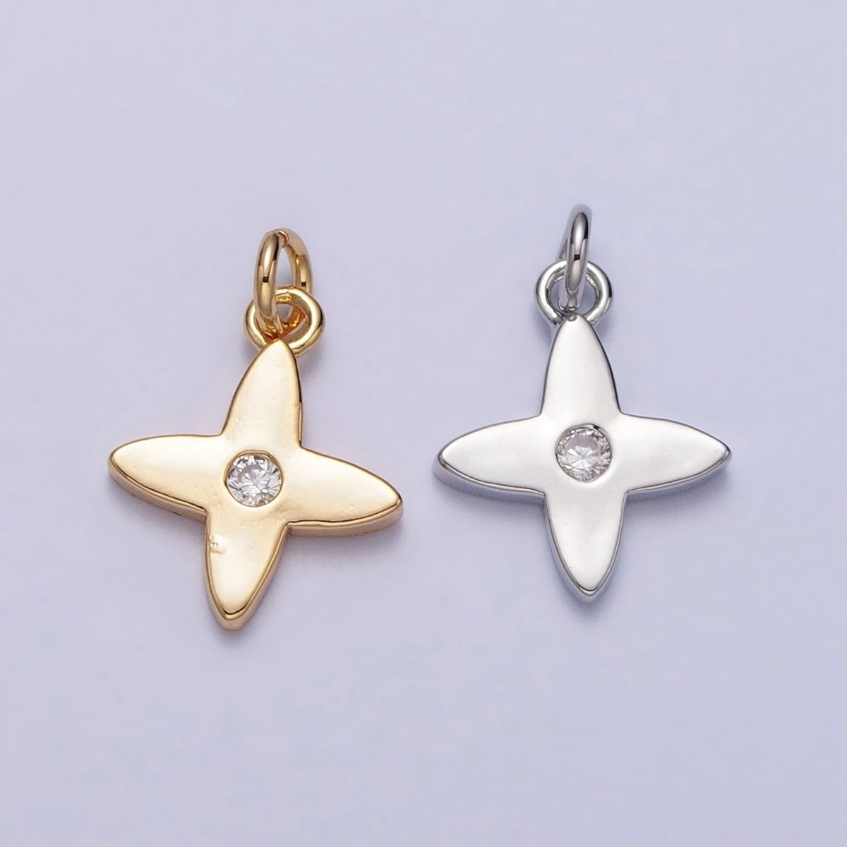 Mini Celestial Star Blossom Flower CZ Charm in Gold & Silver | AC224 AC303