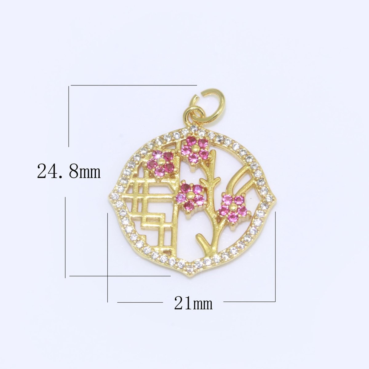 Mini Cherry Blossom Charm Pink Flower Charm for Minimalist Jewelry M-694