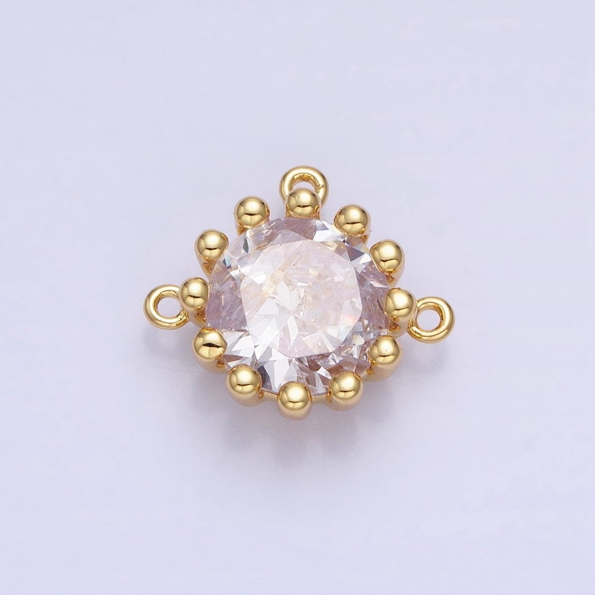 Mini Clear 17mm Round CZ Cubic Zirconia Dotted Triple Loop Link Connector | Y-825