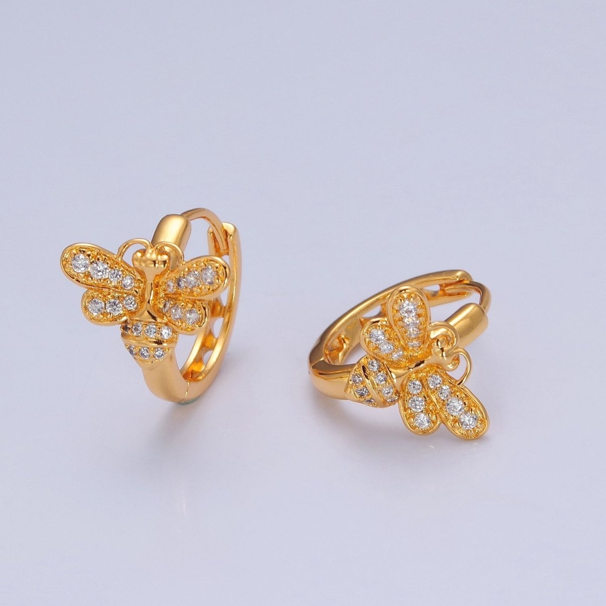 Mini Clear Butterfly Earring Gold Huggie Earring 24k Gold Filled T-452