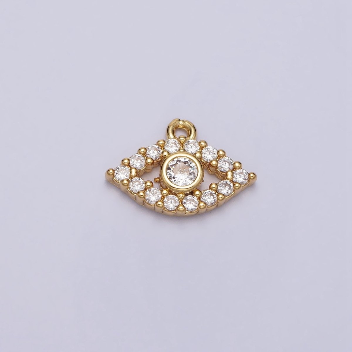 Mini Clear Micro Paved CZ Evil Eye Gold Add-On Charm | AC219