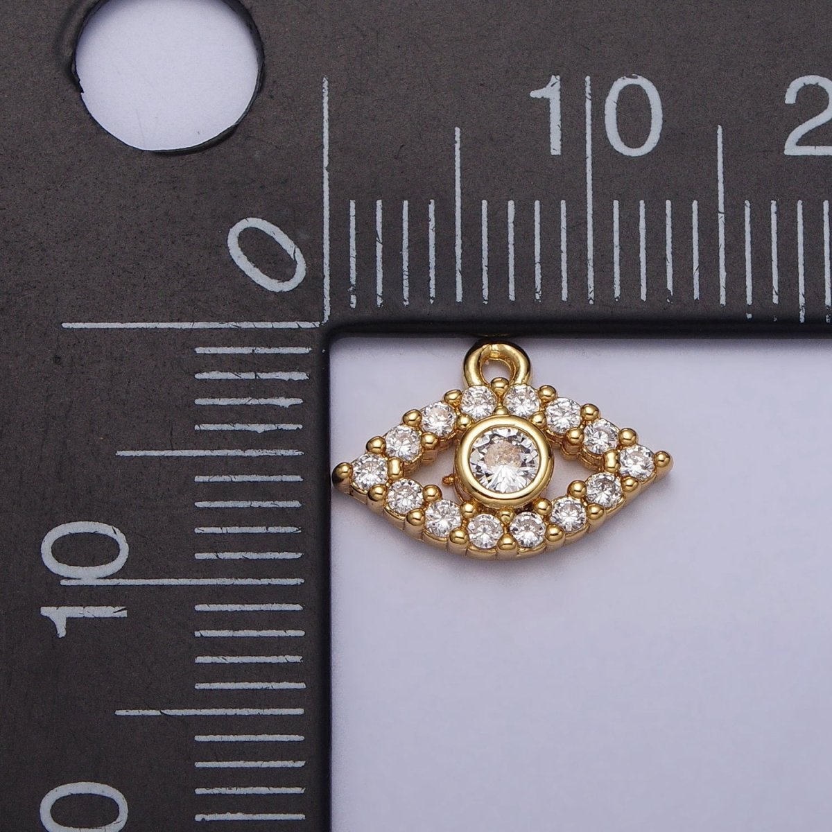 Mini Clear Micro Paved CZ Evil Eye Gold Add-On Charm | AC219