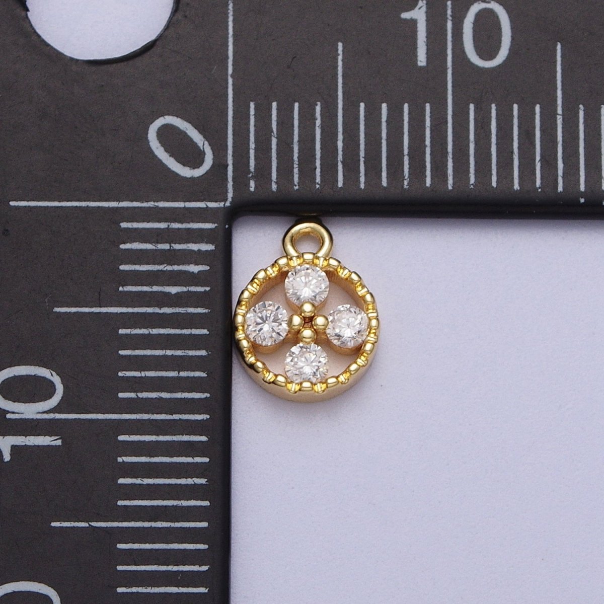 Mini Clear Round Cubic Zirconia CZ Gold Charm | C-853