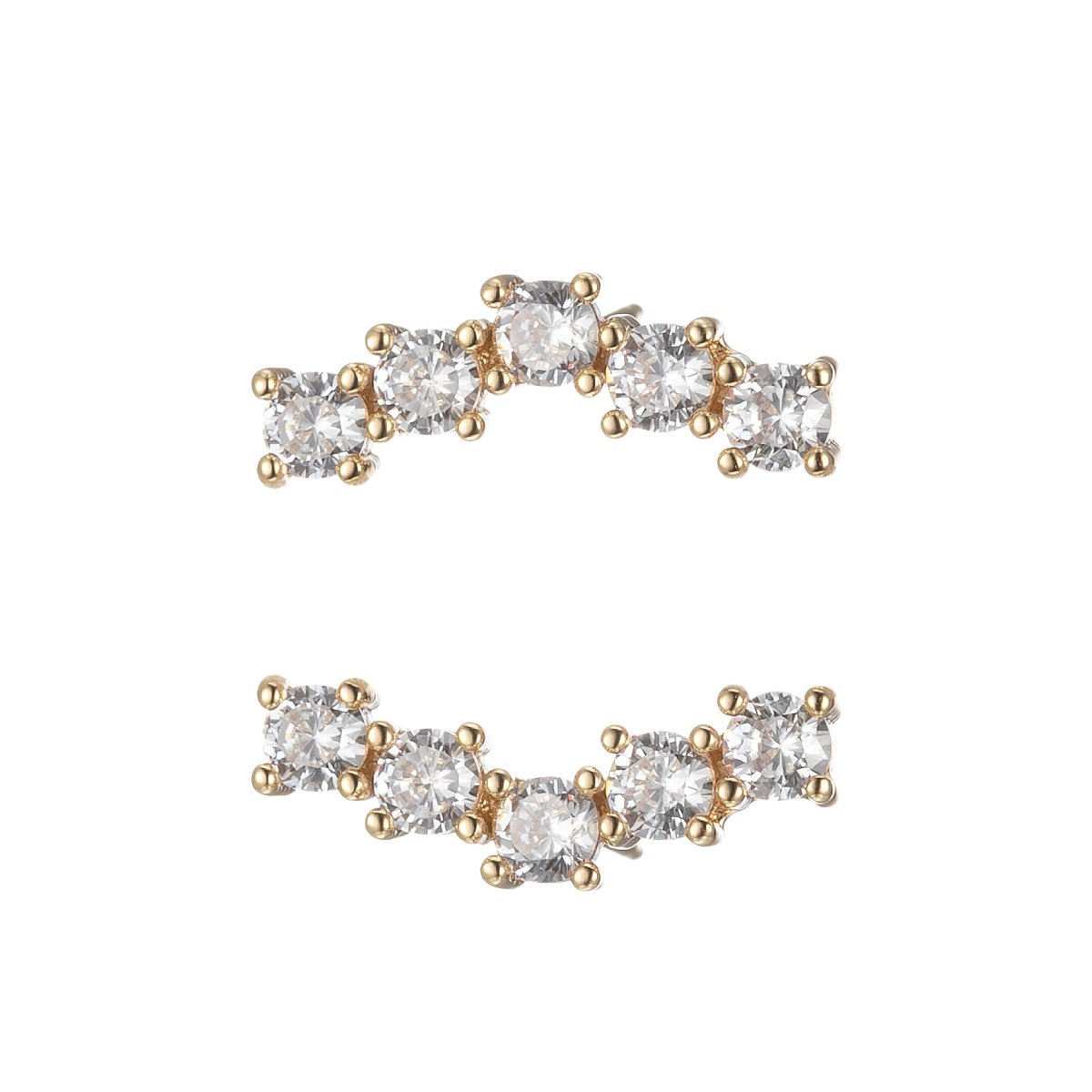 Mini Connected Crystal String Studs Earring CZ Crystal Stones Lining on Daily Wear Earring Jewelry P-196