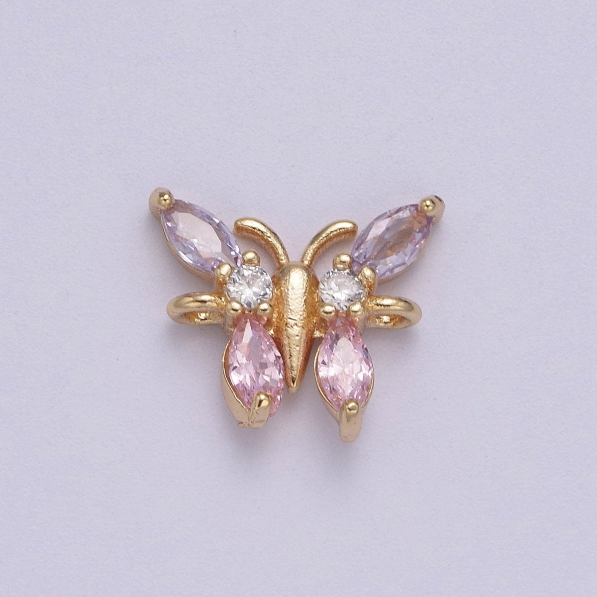 Mini Cz Gold Butterfly Charm Connector For Minimalist Jewelry Necklace Bracelet Component F-161