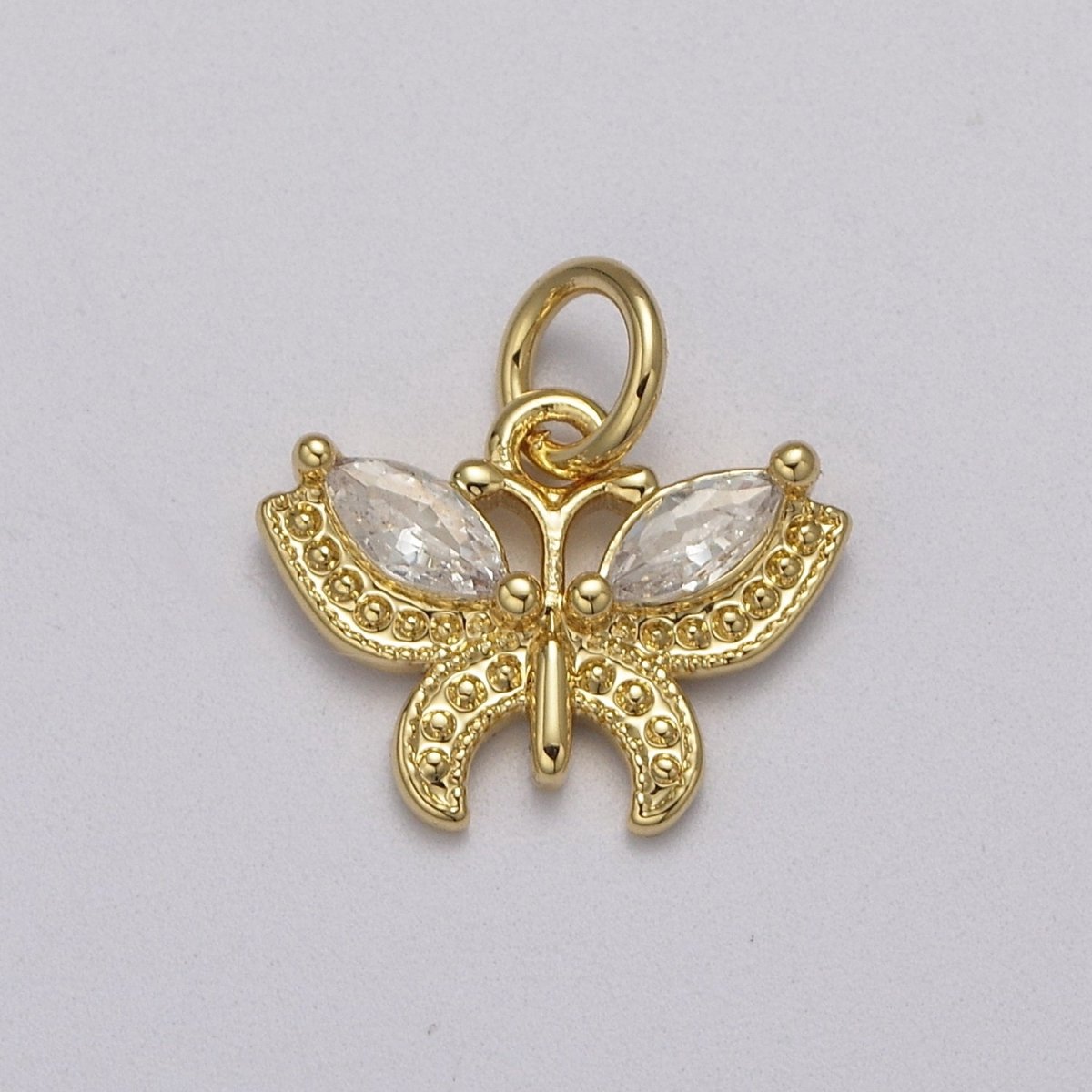 Mini CZ Micro Pave Butterfly Pendant Pink, Clear, Blue, Green Purple Cubic Zirconia Pave Mariposa add on Charm E-725 E-726 E-727 E-728