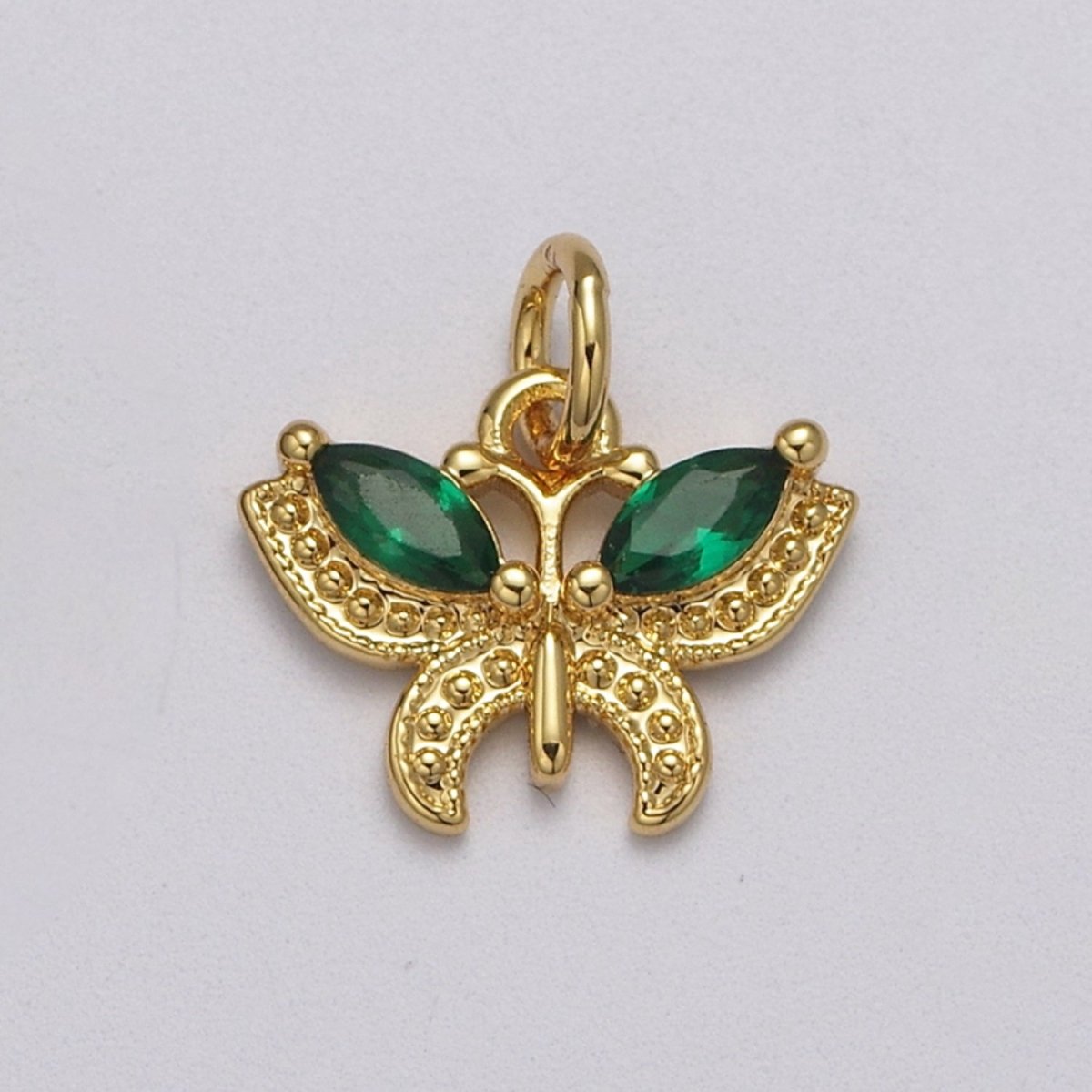 Mini CZ Micro Pave Butterfly Pendant Pink, Clear, Blue, Green Purple Cubic Zirconia Pave Mariposa add on Charm E-725 E-726 E-727 E-728