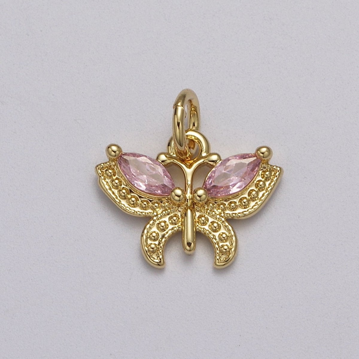 Mini CZ Micro Pave Butterfly Pendant Pink, Clear, Blue, Green Purple Cubic Zirconia Pave Mariposa add on Charm E-725 E-726 E-727 E-728