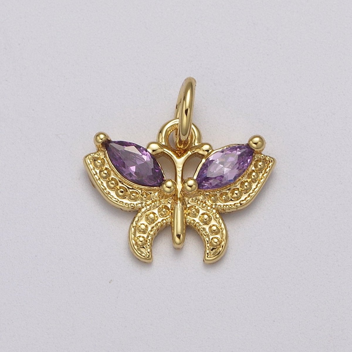 Mini CZ Micro Pave Butterfly Pendant Pink, Clear, Blue, Green Purple Cubic Zirconia Pave Mariposa add on Charm E-725 E-726 E-727 E-728