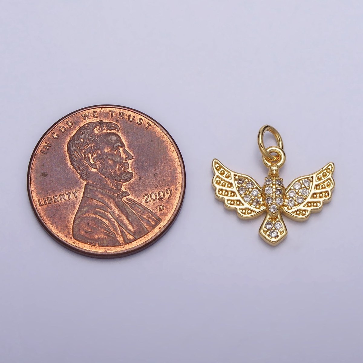 Mini Dove charm with Cz Bird Pendant Lead Nickel free 24K gold plated brass Cubic zirconia Animal Necklace Bracelet Jewelry making AC248