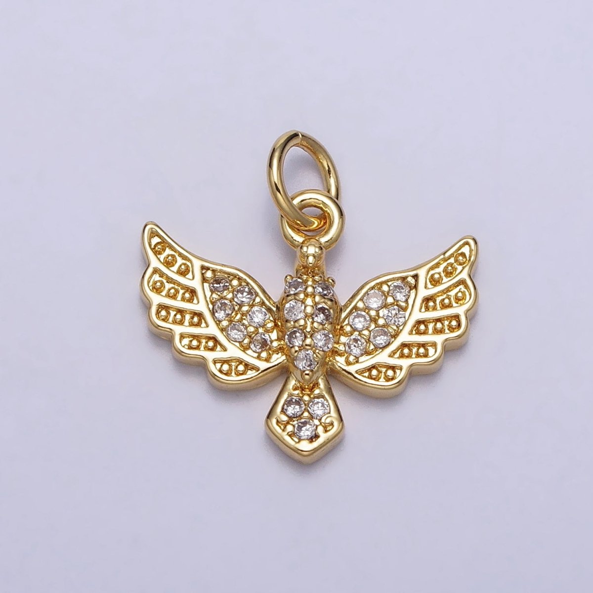 Mini Dove charm with Cz Bird Pendant Lead Nickel free 24K gold plated brass Cubic zirconia Animal Necklace Bracelet Jewelry making AC248